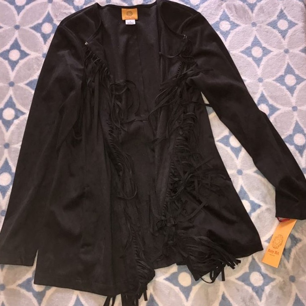 Black cardigan with fringe